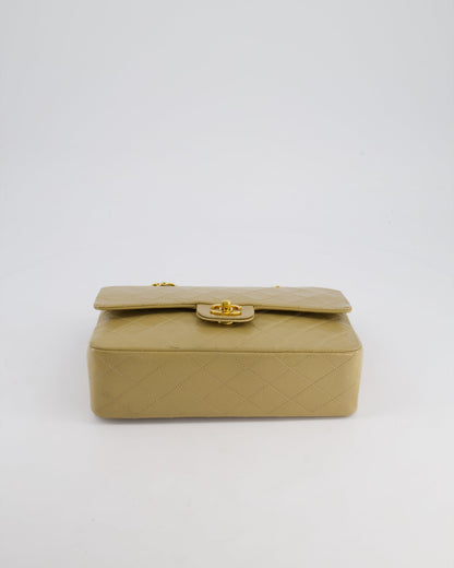 Chanel Vintage Beige Medium Double Flap Bag in Lambskin Leather with 24K Gold Hardware