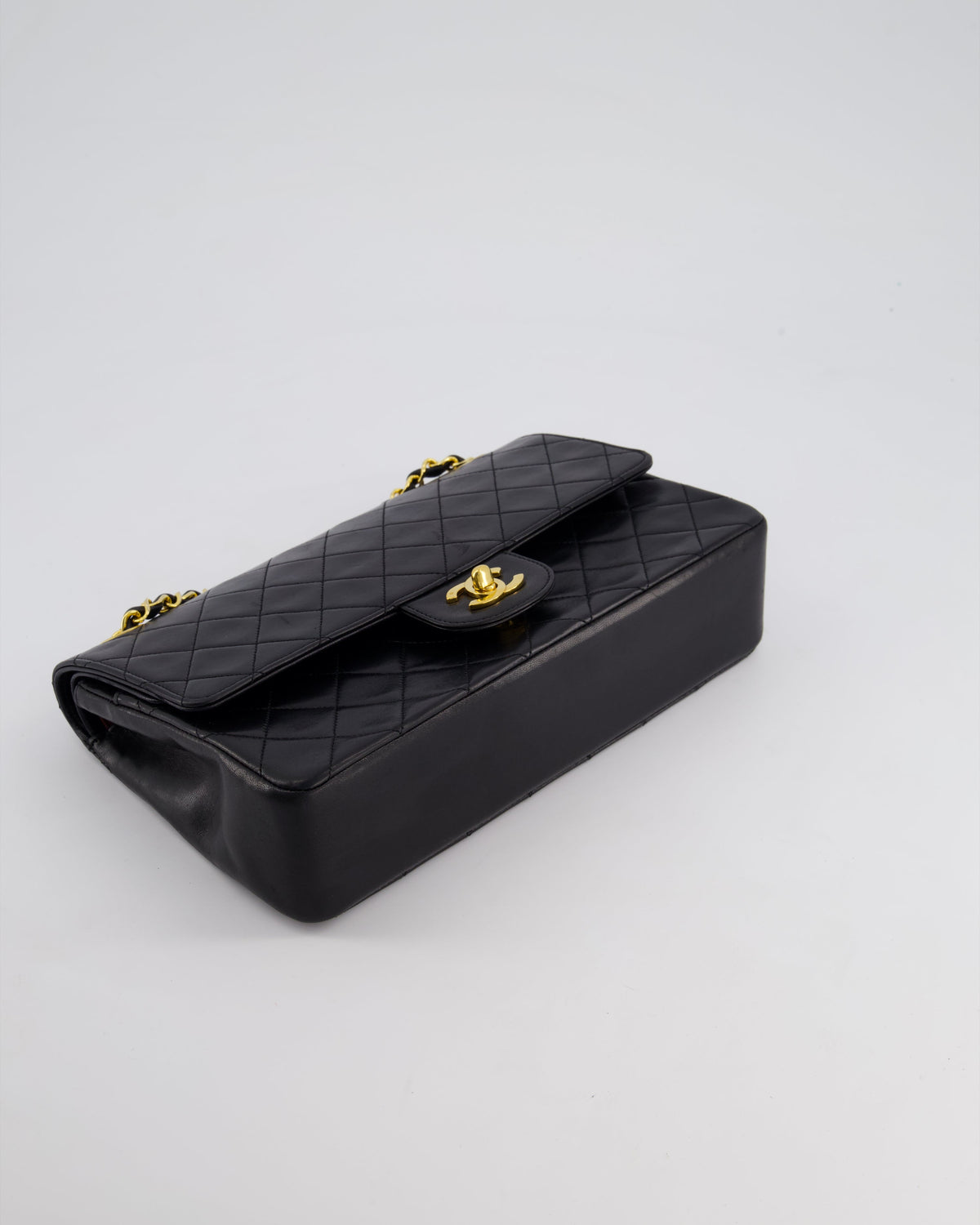 Chanel Vintage Black Medium Classic Double Flap Bag in Lambskin Leather with 24K Gold Hardware