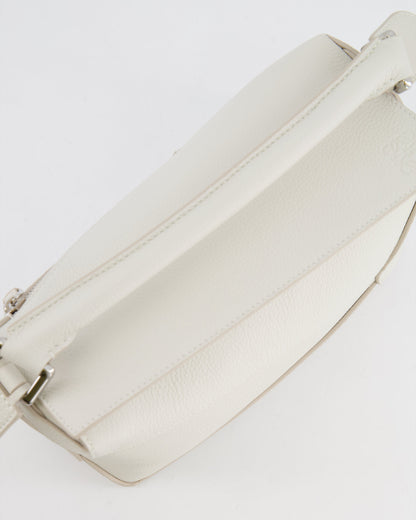 Loewe White Small Puzzle Edge Bag in Grained Calfskin Leather with Silver Hardware RRP £2,550