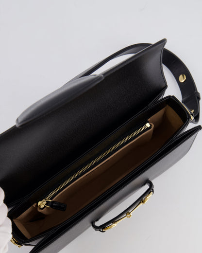 Gucci Horsebit 1955 Black Leather Medium Shoulder Bag with Gold Hardware RRP £2,650
