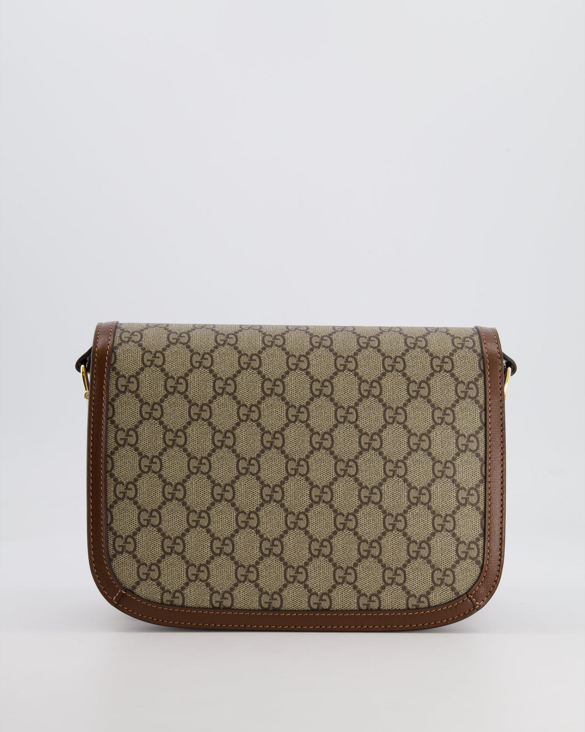 Gucci Horsebit 1955 Medium Shoulder Bag in Beige/Dark Brown GG Supreme Monogram Canvas & Brown Leather Trim with Gold Hardware RRP £2,400