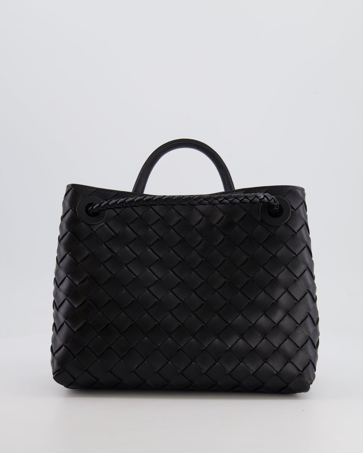 Bottega Veneta Small Andiamo Bag in Black Intrecciato Leather with Gold Hardware RRP £3,460