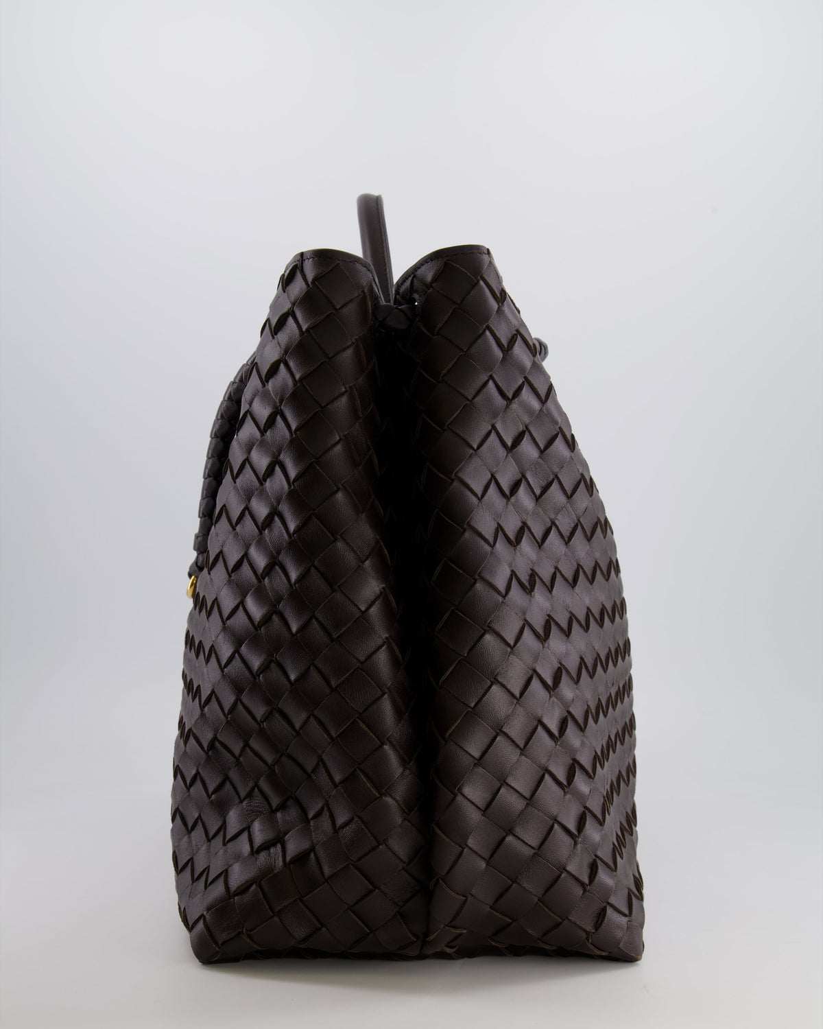 Bottega Veneta Fondant Andiamo Large Intrecciato Leather Top Handle Bag with Sliding Cross-Body and Gold Knot Hardware RRP £6,090