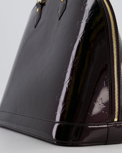 Louis Vuitton Alma Large Bag in Burgundy Monogram Patent Leather with Gold Hardware