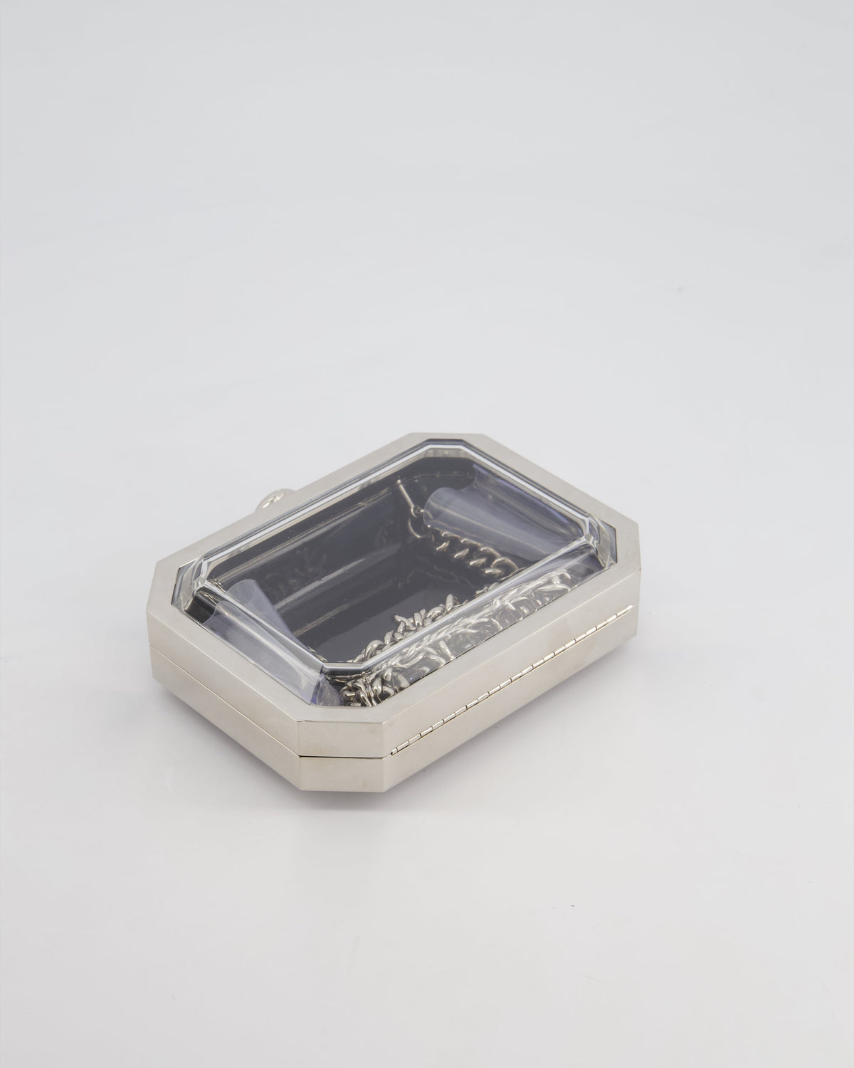 *Limited Edition* Chanel Silver, Black Minaudiere Plexiglass Clutch Bag