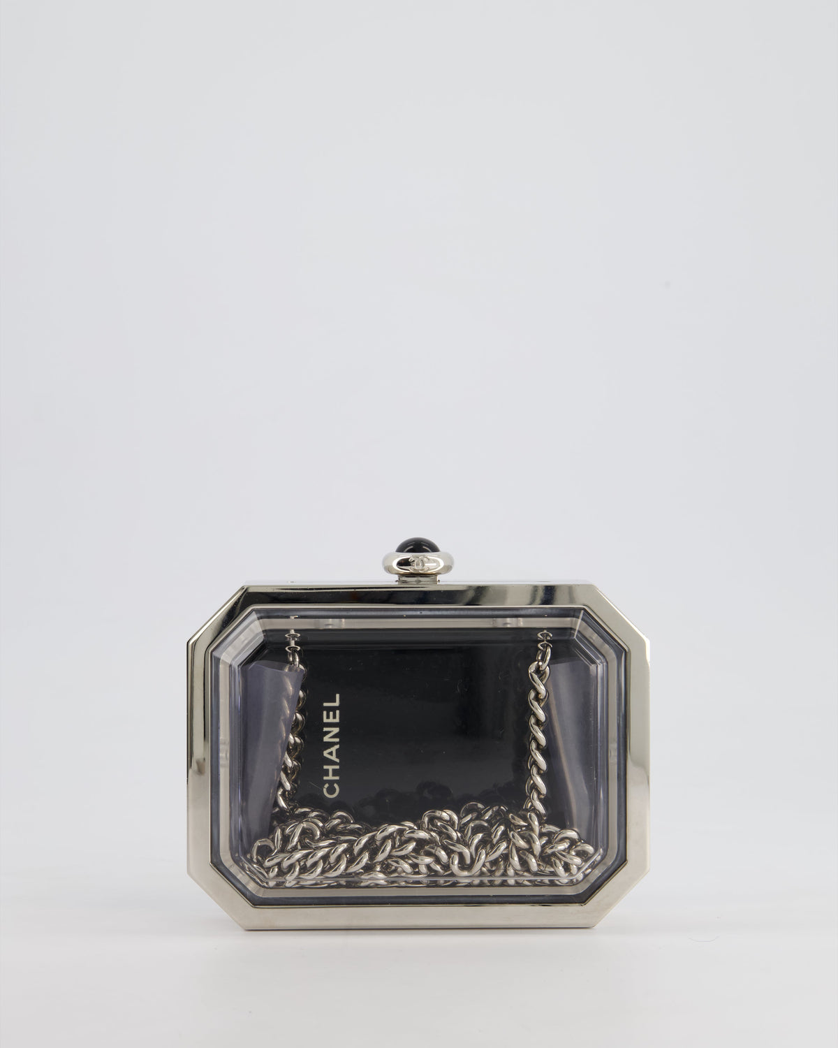 *Limited Edition* Chanel Silver, Black Minaudiere Plexiglass Clutch Bag