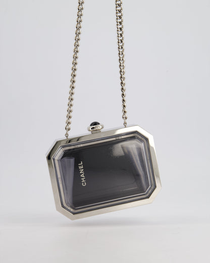 *Limited Edition* Chanel Silver, Black Minaudiere Plexiglass Clutch Bag