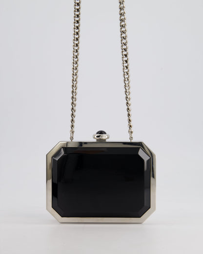 *Limited Edition* Chanel Silver, Black Minaudiere Plexiglass Clutch Bag