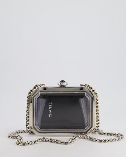 *Limited Edition* Chanel Silver, Black Minaudiere Plexiglass Clutch Bag