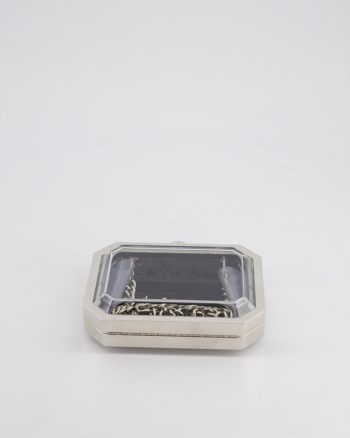 *Limited Edition* Chanel Silver, Black Minaudiere Plexiglass Clutch Bag