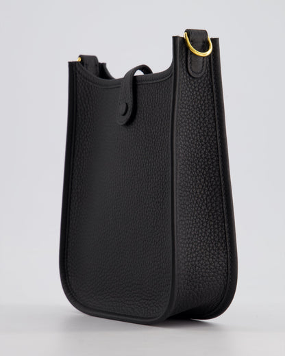 Hermès Mini Evelyne 16 Bag in Noir Clemence Leather with Gold Hardware