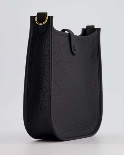 Hermès Mini Evelyne 16 Bag in Noir Clemence Leather with Gold Hardware