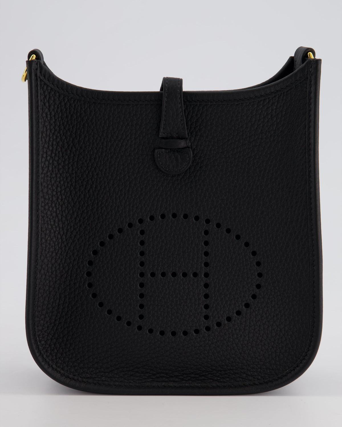 Hermès Mini Evelyne 16 Bag in Noir Clemence Leather with Gold Hardware