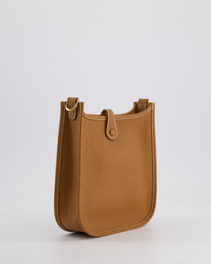 Hermès Mini Evelyne 16 Bag in Gold Clemence Leather with Gold Hardware