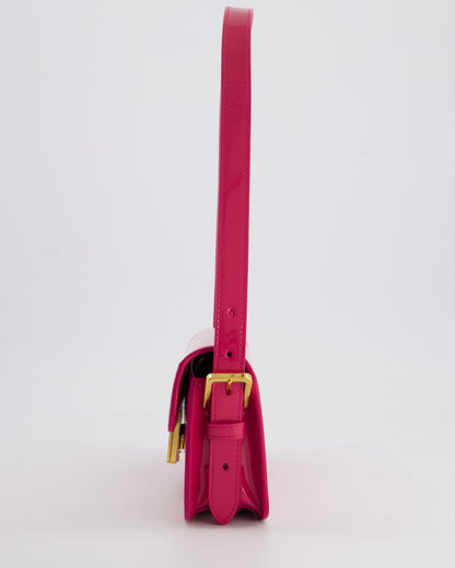Christian Dior Fuchsia Miss Dior Flap Shoulder Bag in Patent Calfskin Leather with Gold Hardware RRP £3100
