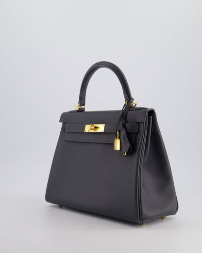 *RARE* Hermès Kelly 28cm Retourne Bag in Ardoise Evercolor Leather with Gold Hardware