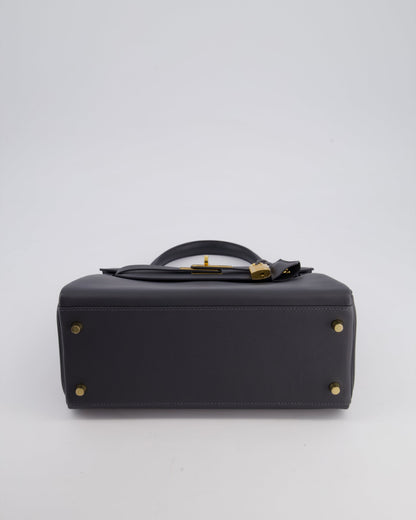 *RARE* Hermès Kelly 28cm Retourne Bag in Ardoise Evercolor Leather with Gold Hardware