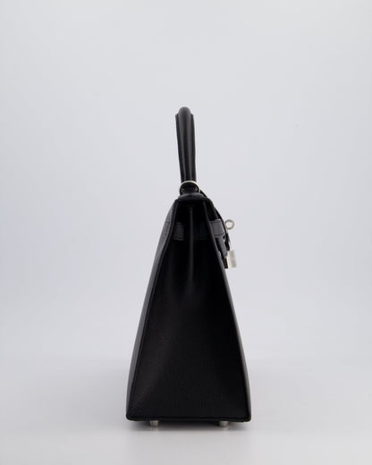 *HOT* Hermès Kelly Sellier 28cm Bag in Noir Epsom Leather with Palladium Hardware