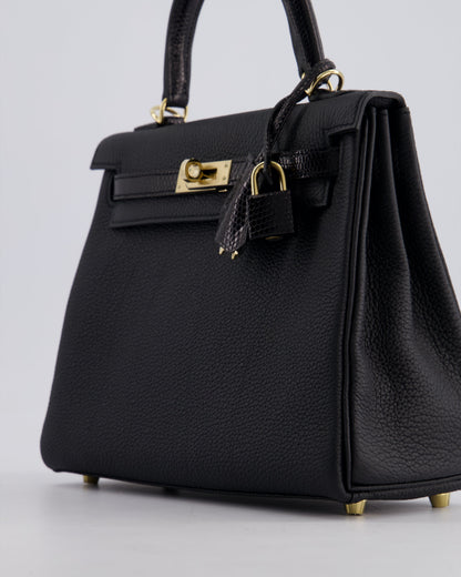 *RARE* Hermès Kelly Touch Retourne 25cm Bag in Noir Togo leather and Lizard with Permabrass Hardware