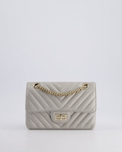 *FIRE PRICE* Chanel Light Grey Mini Reissue Bag in Aged Calfskin Leather and Champagne Gold Hardware