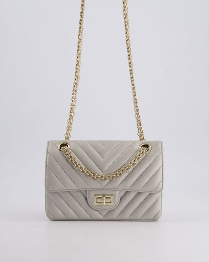*FIRE PRICE* Chanel Light Grey Mini Reissue Bag in Aged Calfskin Leather and Champagne Gold Hardware