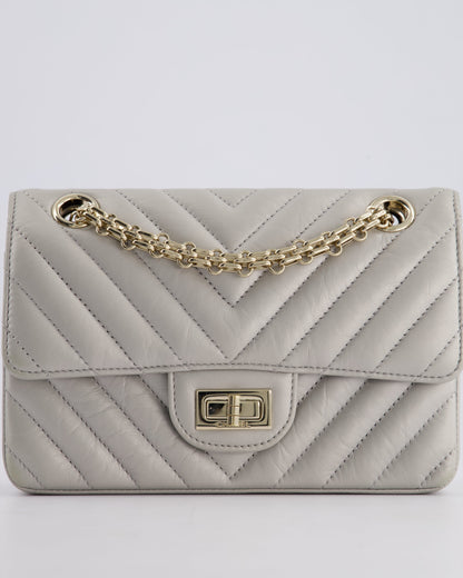 *FIRE PRICE* Chanel Light Grey Mini Reissue Bag in Aged Calfskin Leather and Champagne Gold Hardware