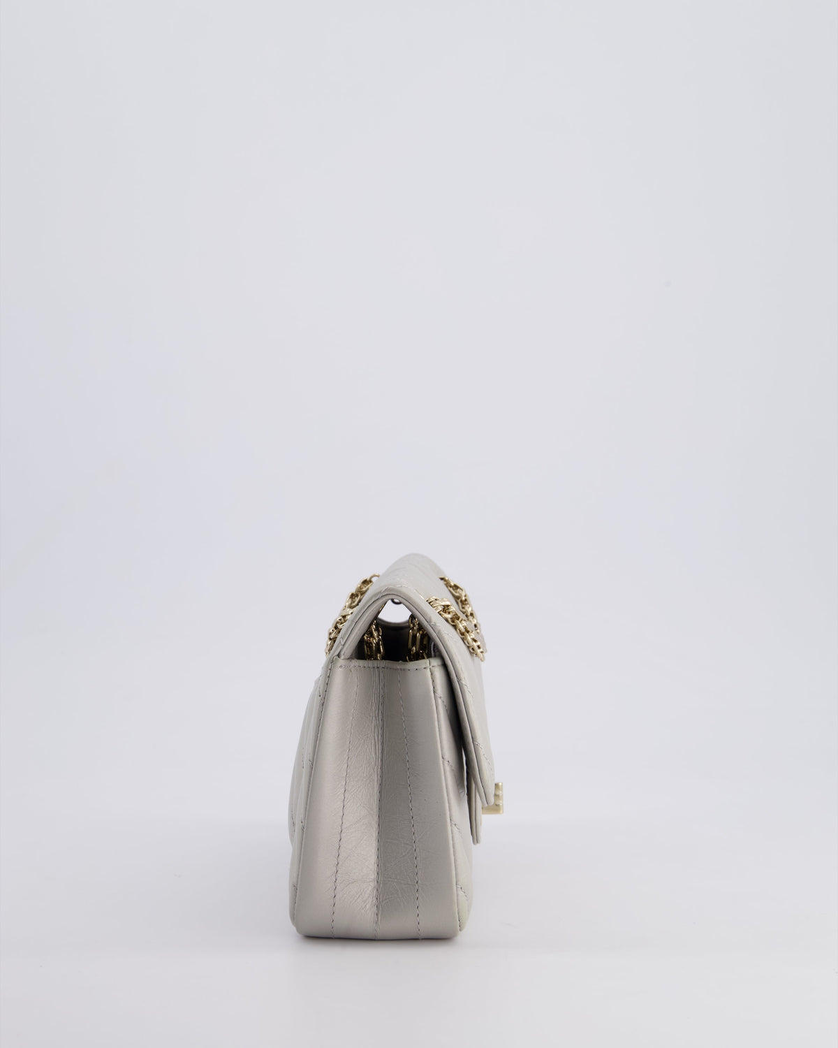 *FIRE PRICE* Chanel Light Grey Mini Reissue Bag in Aged Calfskin Leather and Champagne Gold Hardware