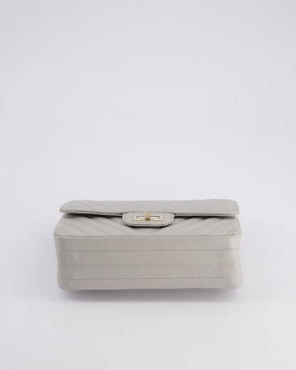 *FIRE PRICE* Chanel Light Grey Mini Reissue Bag in Aged Calfskin Leather and Champagne Gold Hardware