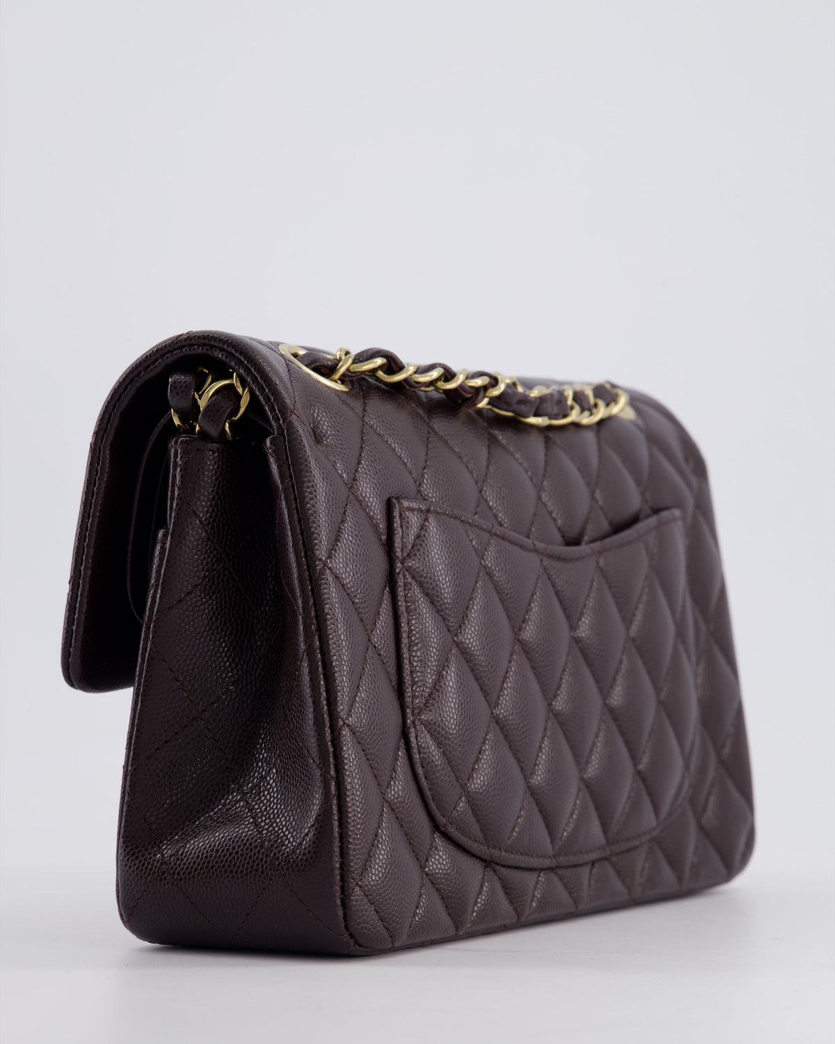*RARE COLOUR* Chanel Dark Burgundy Small Classic Double Flap Bag in Caviar Leather with Champagne Gold Hardware