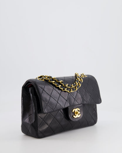 Chanel Vintage Black Small Classic Double Flap Bag in Lambskin Leather with 24k Gold Hardware