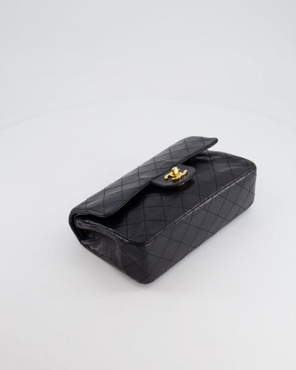 Chanel Vintage Black Small Classic Double Flap Bag in Lambskin Leather with 24k Gold Hardware