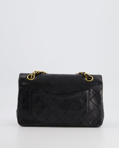 Chanel Vintage Black Small Classic Double Flap Bag in Lambskin Leather with 24k Gold Hardware