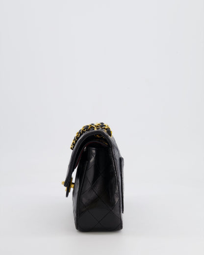 Chanel Vintage Black Small Classic Double Flap Bag in Lambskin Leather with 24k Gold Hardware