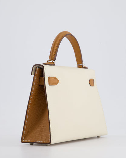 Hermès HSS Mini Kelly II 20cm Bag In Craie and Gold Epsom Leather with Palladium Hardware
