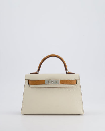 Hermès HSS Mini Kelly II 20cm Bag In Craie and Gold Epsom Leather with Palladium Hardware