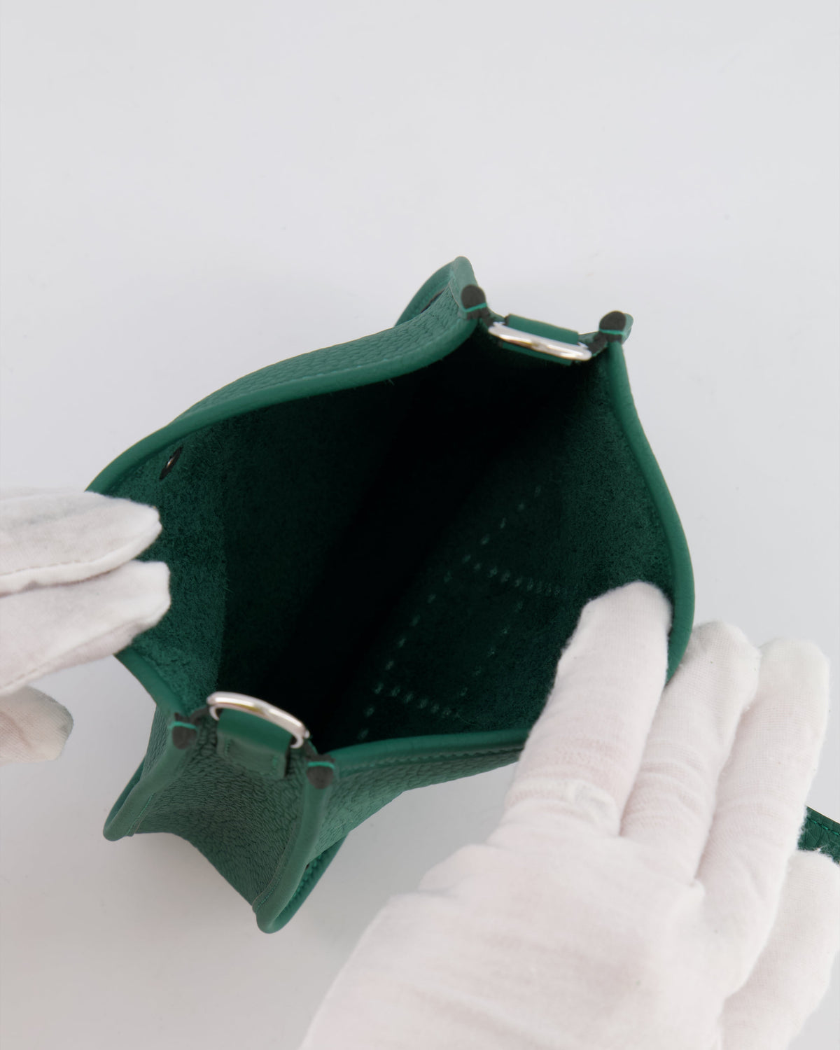 Hermès Mini Evelyne 16 Bag in Vert Moyen Clemence Leather with Palladium Hardware