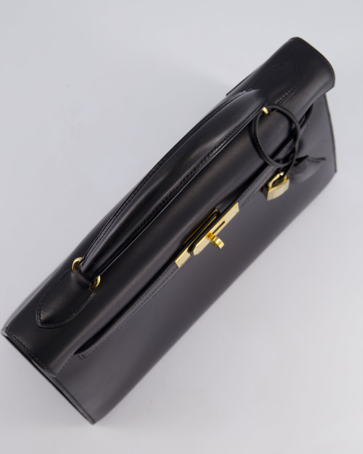 Hermès Vintage Kelly 32cm Sellier Bag in Noir Box Calf Leather with Gold Hardware