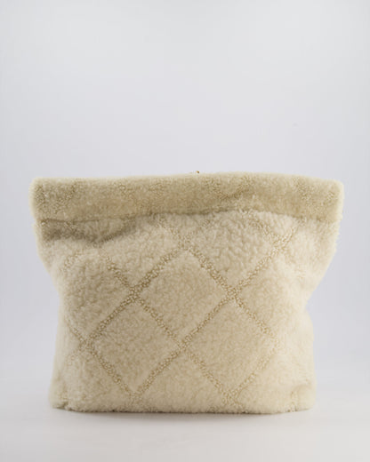 Chanel 24/K Beige Large 22 Shearling Bag with Champagne Gold Hardware