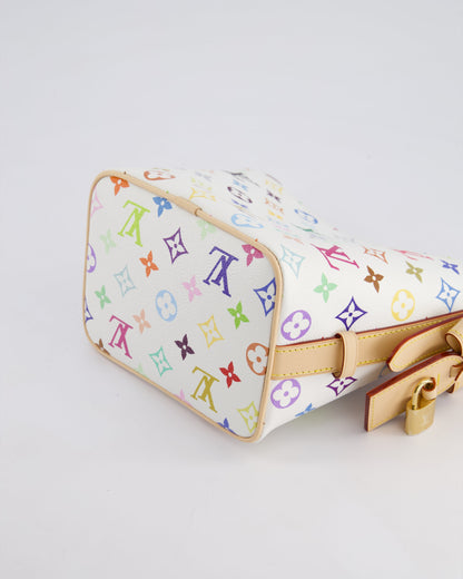 *NEW* Louis Vuitton X Takashi Murakami All In BB Bag in White Coated Canvas & Calfskin Leather with Gold Hardware