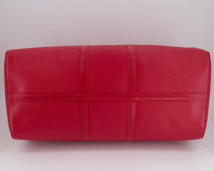 Louis Vuitton Vintage Red Epi Leather Keepall 55 Travel Bag with Gold Hardware RRP £2,800