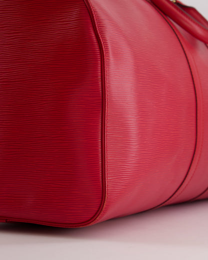 Louis Vuitton Vintage Red Epi Leather Keepall 55 Travel Bag with Gold Hardware RRP £2,800