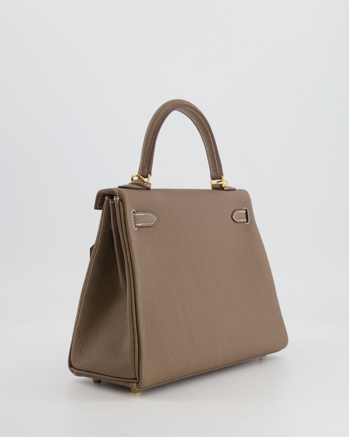 *RARE* Hermès Kelly 25cm Retourne Bag in Etoupe Togo Leather with Gold Hardware