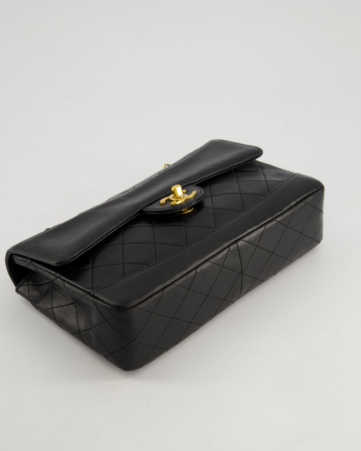 Chanel Vintage Black Classic Small Timeless Classique Flap Bag in Lambskin Leather with 24k Gold Hardware