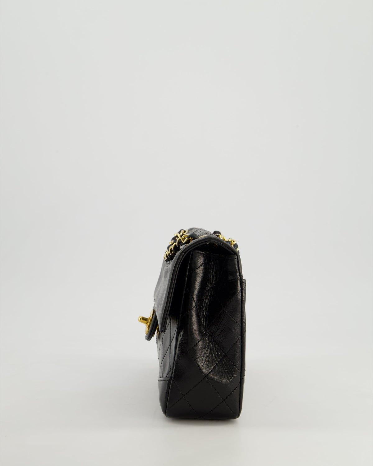 Chanel Vintage Black Classic Small Timeless Classique Flap Bag in Lambskin Leather with 24k Gold Hardware