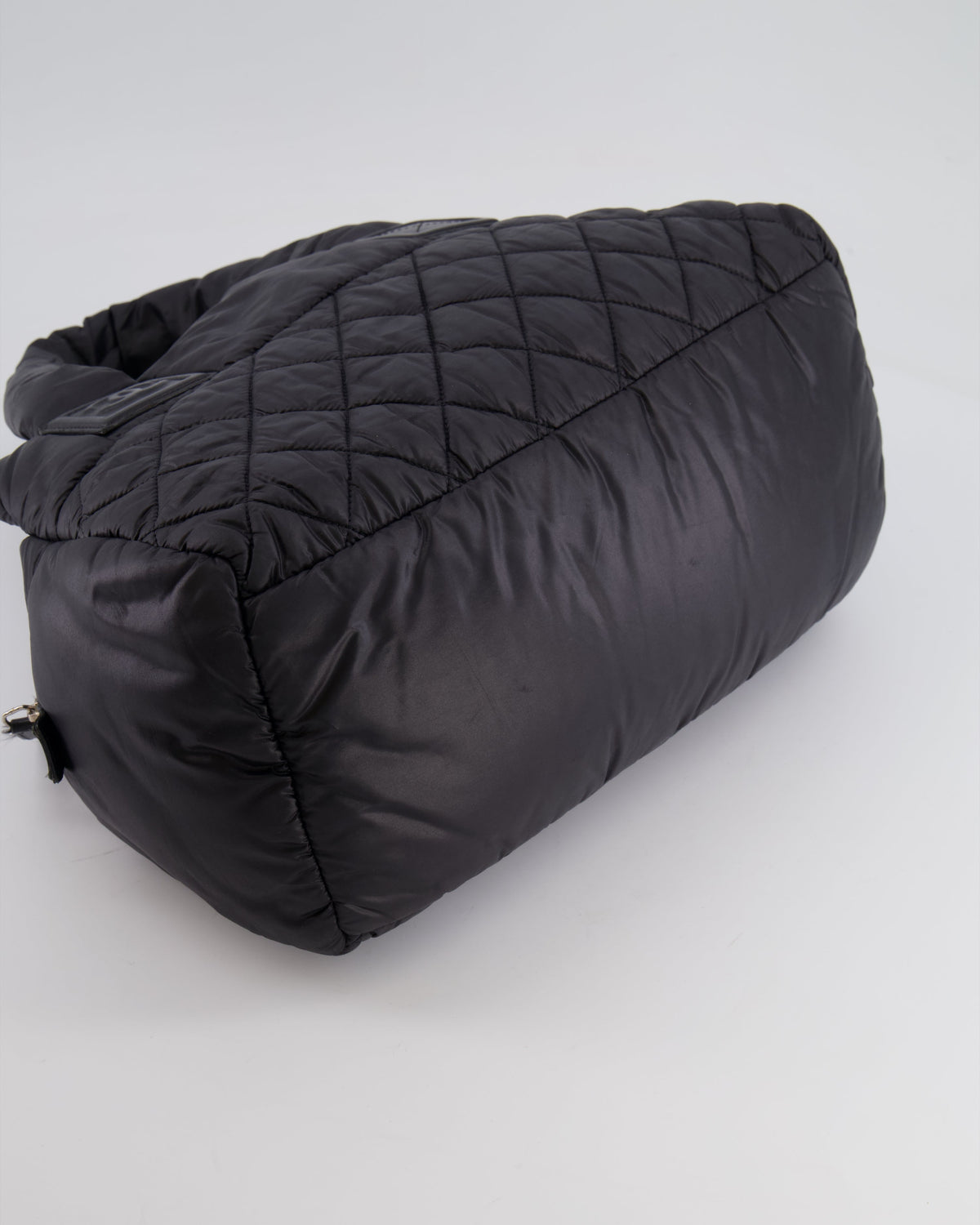 Chanel Black Coco Cocoon Bag in Nylon and Silver Hardware with Leather CC Details