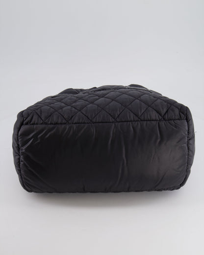 Chanel Black Coco Cocoon Bag in Nylon and Silver Hardware with Leather CC Details