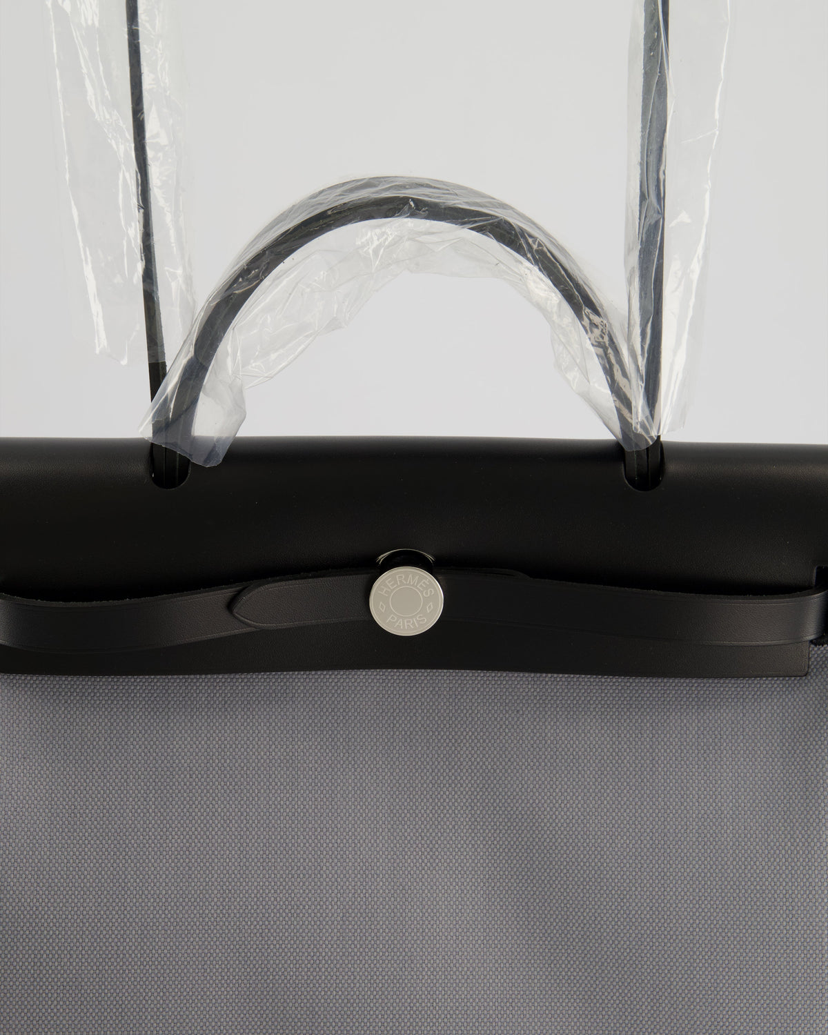 *HOT & NEW COLOUR* Hermès Herbag 31 Zip Bag in Gris Toile Officier Canvas, Noir Vache Hunter Leather with Palladium Hardware