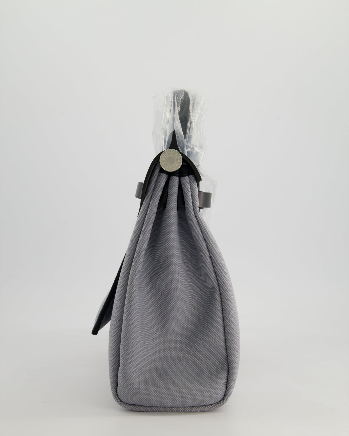 *HOT & NEW COLOUR* Hermès Herbag 31 Zip Bag in Gris Toile Officier Canvas, Noir Vache Hunter Leather with Palladium Hardware