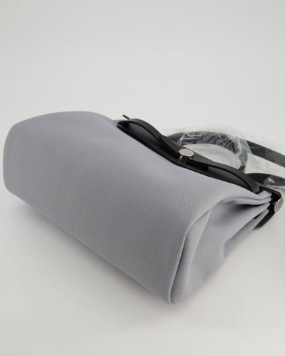 *HOT & NEW COLOUR* Hermès Herbag 31 Zip Bag in Gris Toile Officier Canvas, Noir Vache Hunter Leather with Palladium Hardware