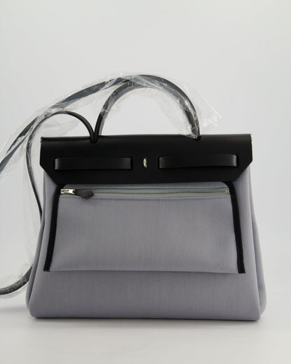 *HOT & NEW COLOUR* Hermès Herbag 31 Zip Bag in Gris Toile Officier Canvas, Noir Vache Hunter Leather with Palladium Hardware